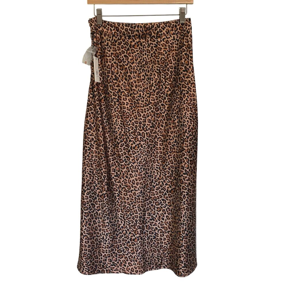 Something Navy Animal Print Midi Slip Skirt Size Small Old Money Silky Mob Wife